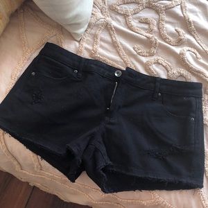tractrBLU black denim shorts
